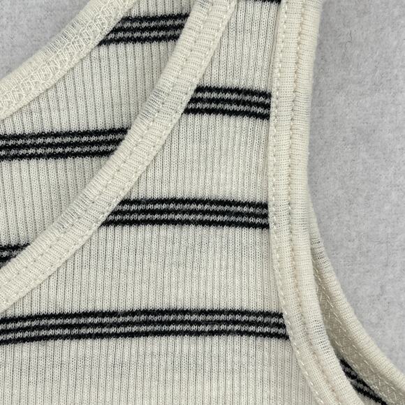 VINCE Tank Top Womens S Striped Ribbed Knit Cotton Blend Scoop Neck White - Picture 8 of 12